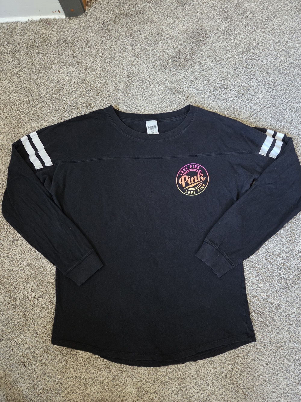 PINK Victoria's Secret Black Tee with White Logo